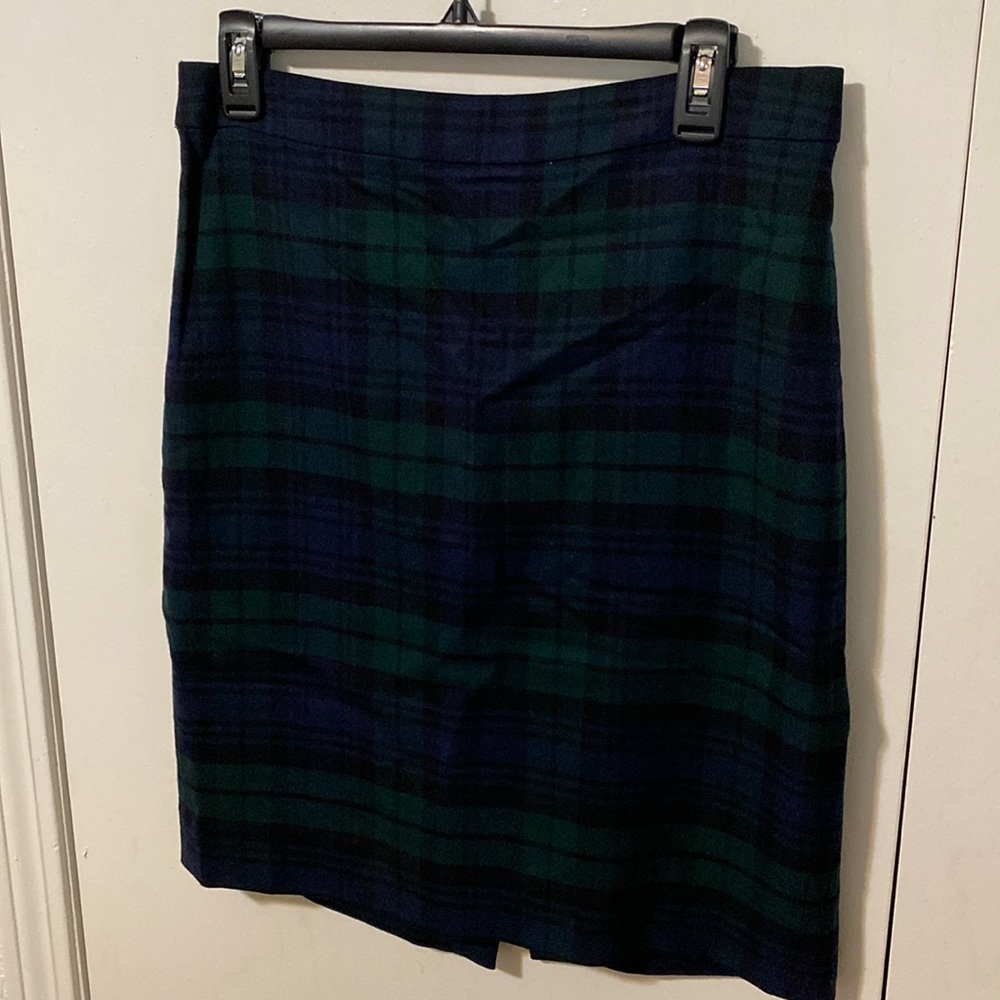 J.Crew Blue & Green Plaid Pencil Skirt